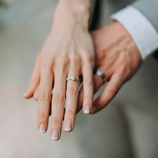 Grey moonstone gemstone wedding rings for couples who love quiet magic